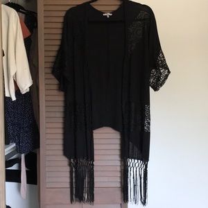 Charlotte Russe black fringe cardigan